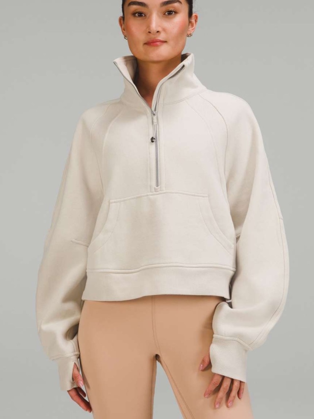 Lululemon Scuba Oversized Funnel-Neck Half Zip sweatshirt in white